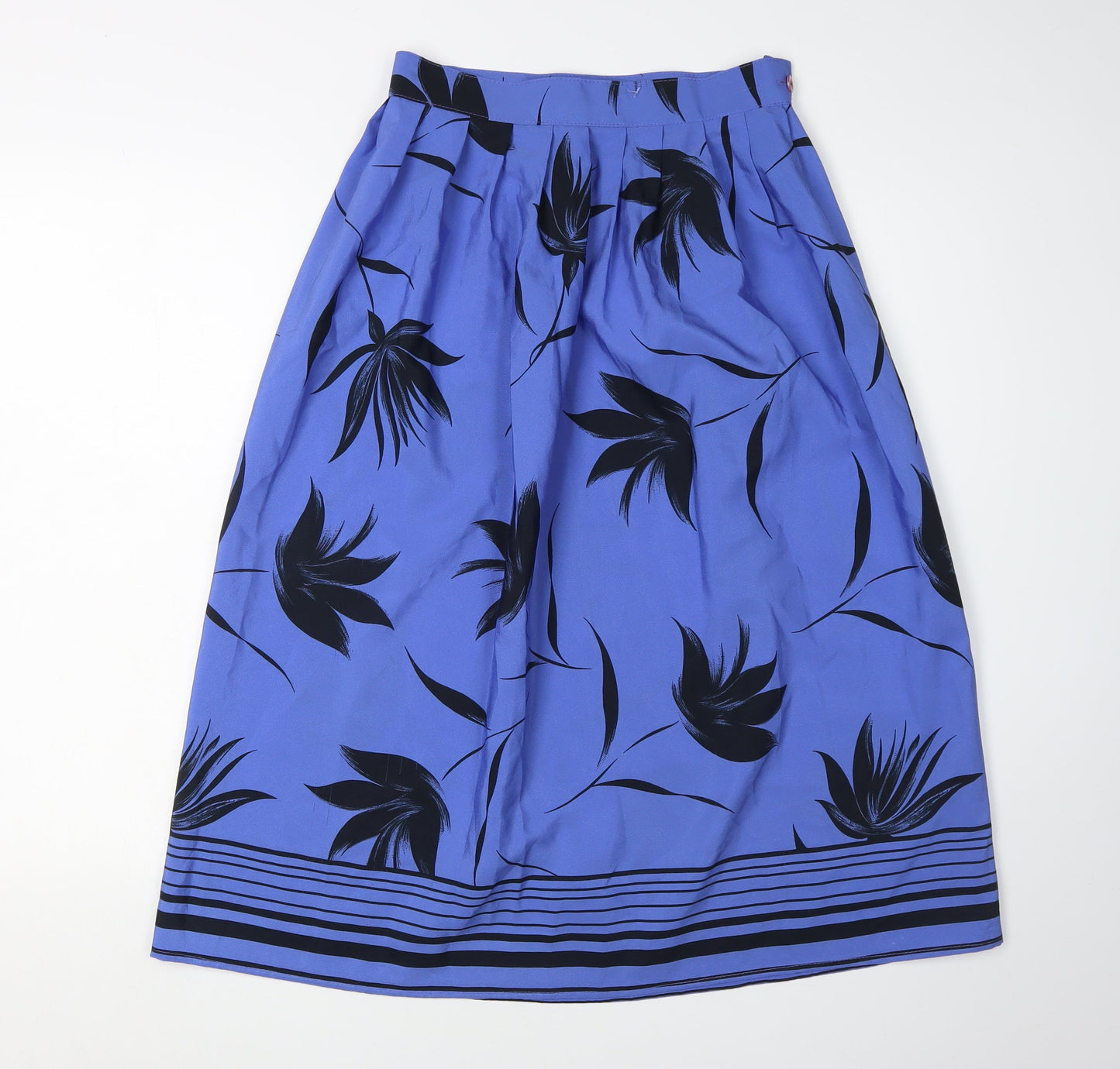 Katrina Women's Blue A-Line Floral Midi Skirt Size 12