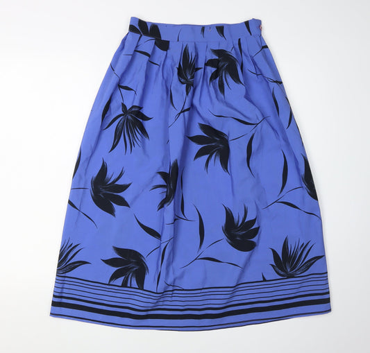 Katrina Women's Blue A-Line Floral Midi Skirt Size 12