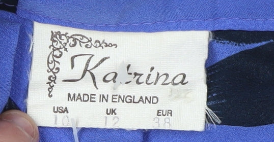 Katrina Women's Blue A-Line Floral Midi Skirt Size 12