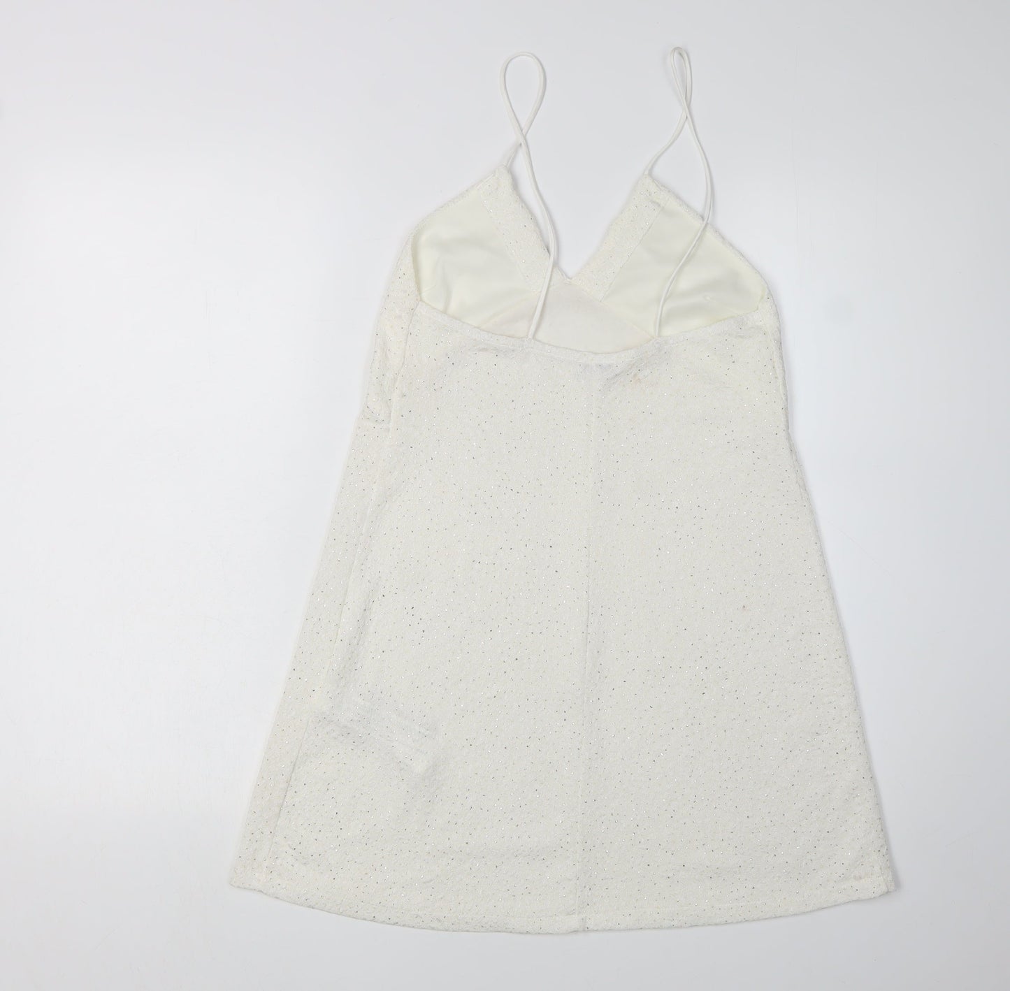 Zara Women's White Slip Dress, Size EUR 5 Sequin Accents