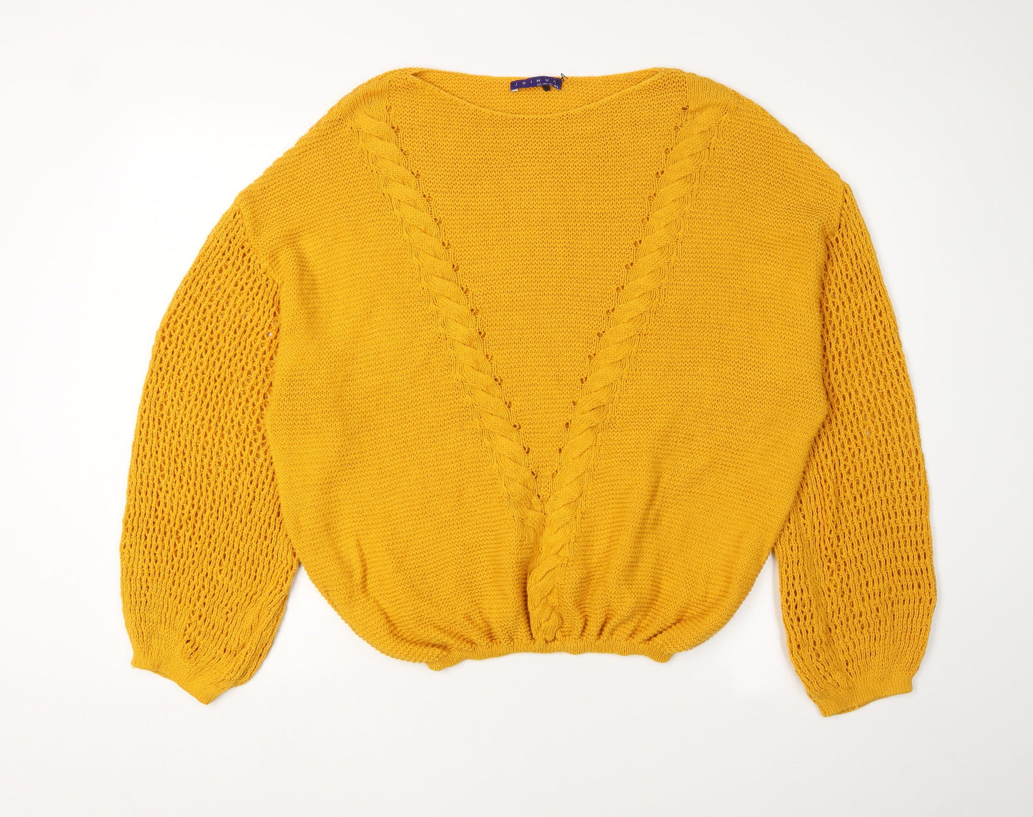 Joinus Women's Yellow Cable-Knit Pullover Jumper M/L