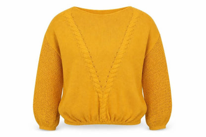 Joinus Women's Yellow Cable-Knit Pullover Jumper M/L