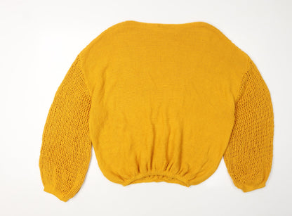 Joinus Women's Yellow Cable-Knit Pullover Jumper M/L
