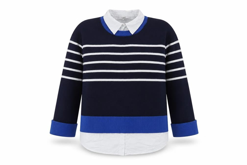 Next Women's Blue Striped Pullover Jumper Medium