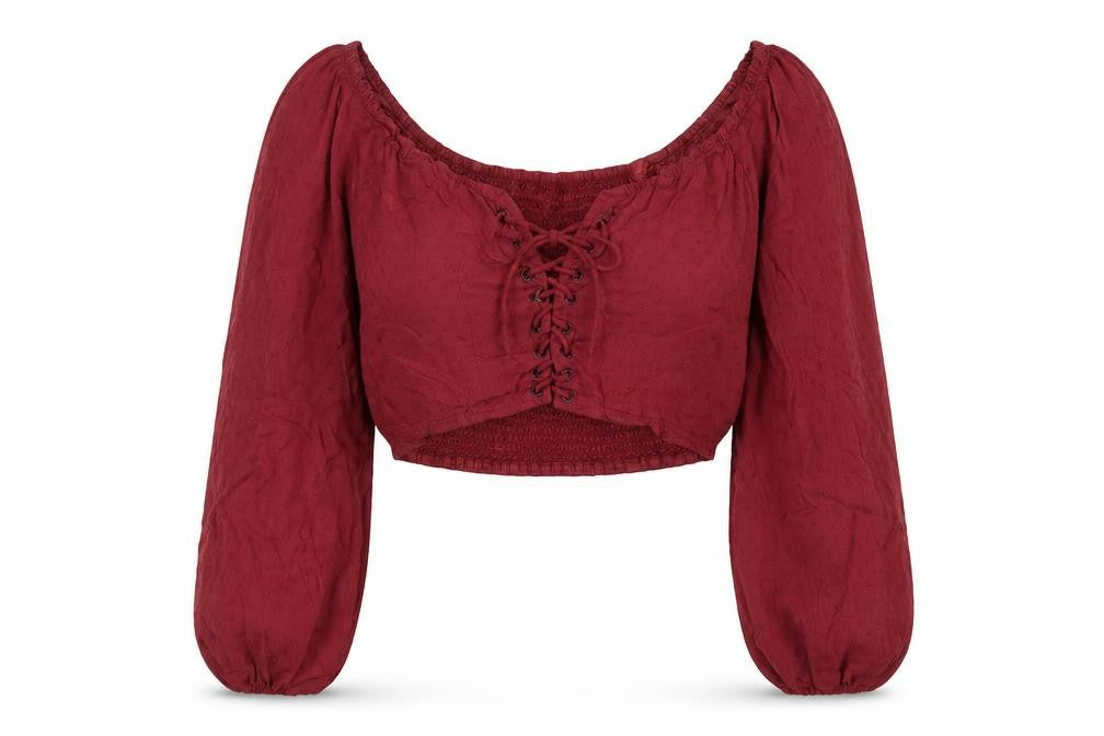 Urban Outfitters Women's Red Cropped Blouse, S