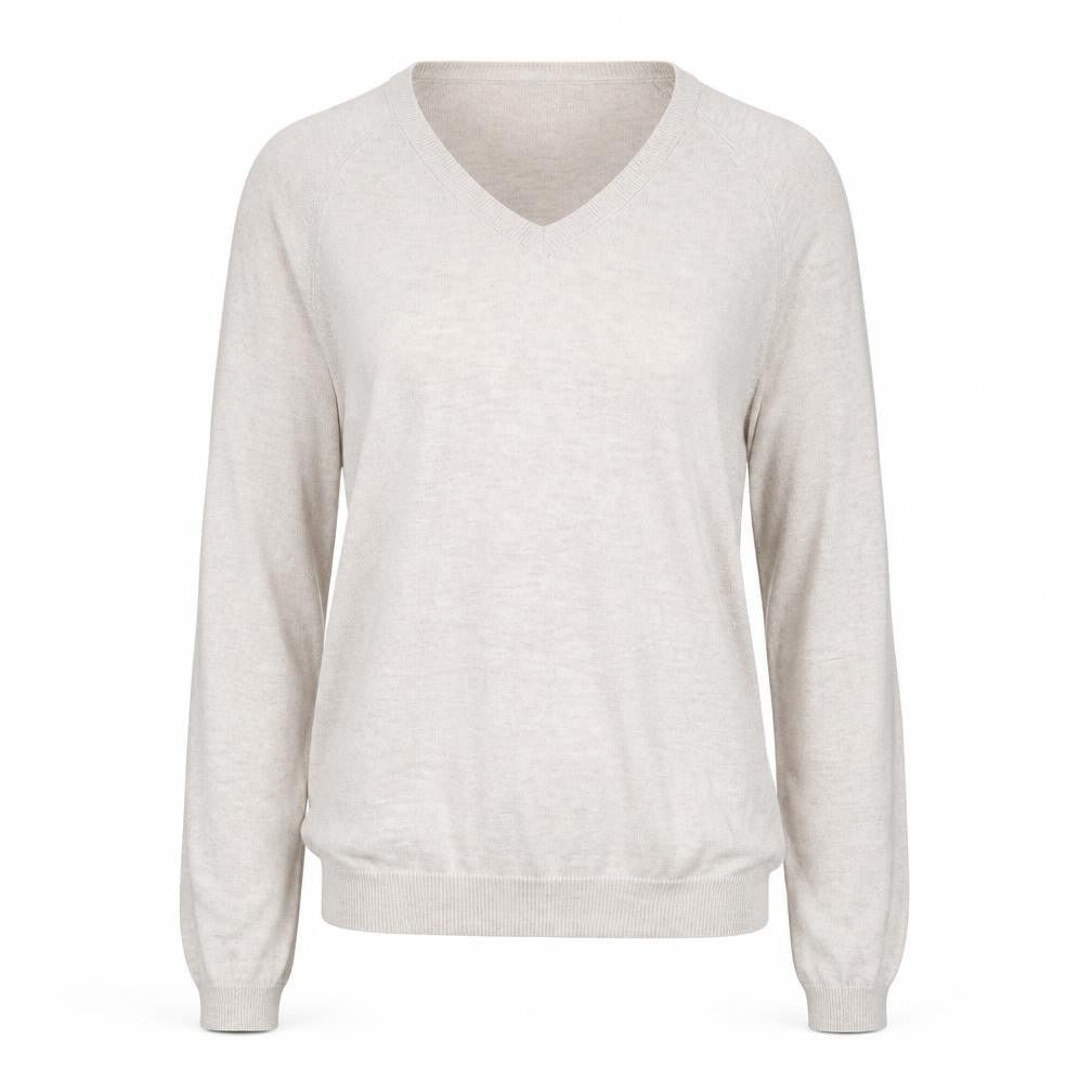 Mango Women's Beige V-Neck Pullover XS Jumper