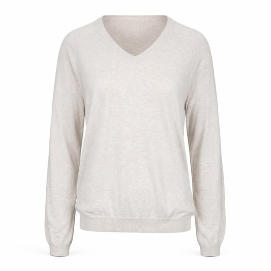 Mango Women's Beige V-Neck Pullover XS Jumper