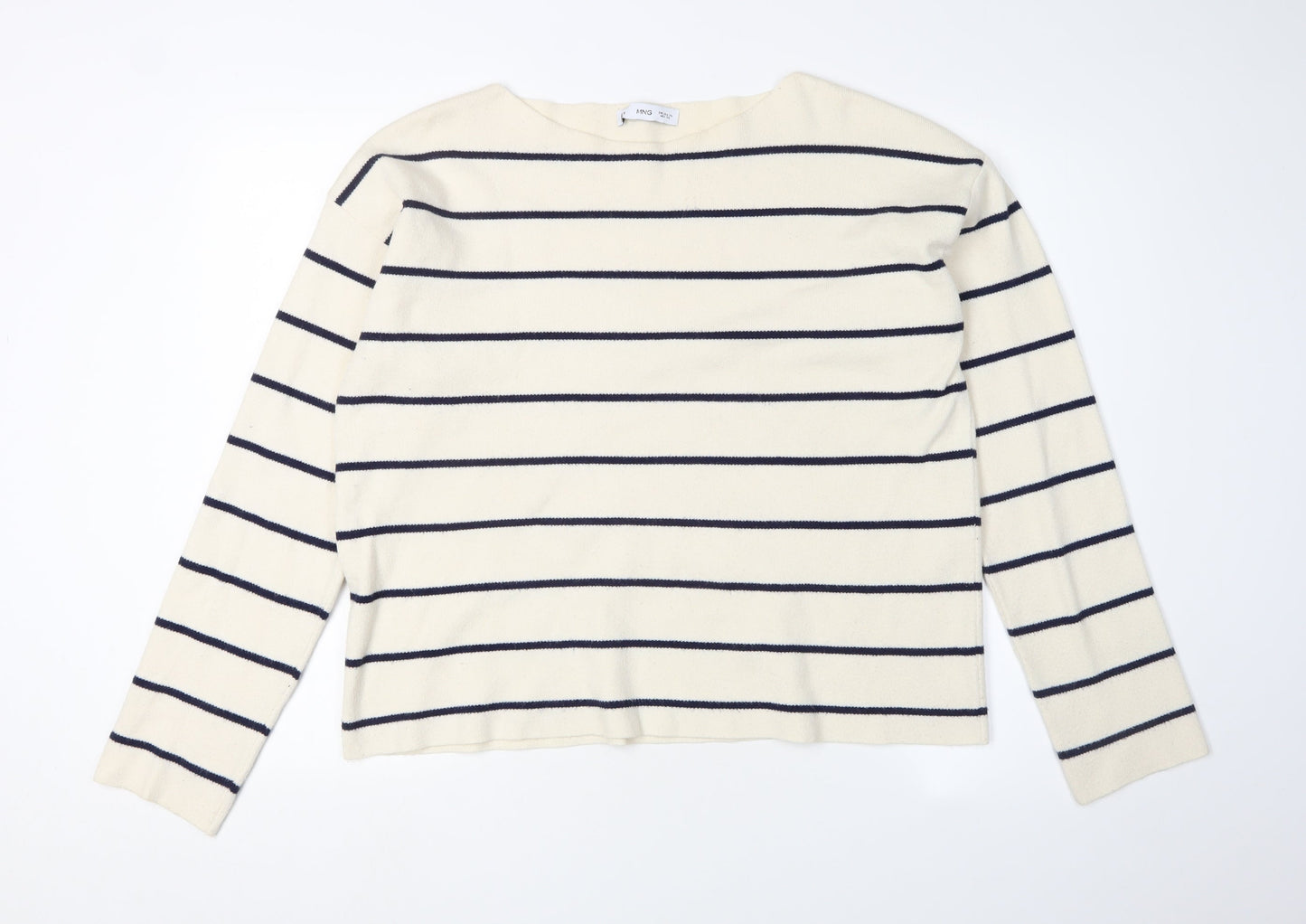 MNG Women's Ivory Striped Pullover Jumper XL
