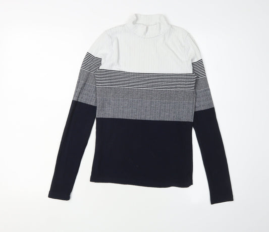 MNG Women's Multicoloured Striped Pullover Jumper Size 8