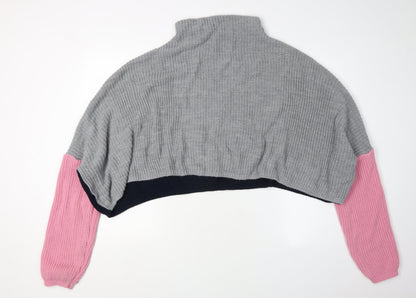 PRETTYLITTLETHING Women's Multicoloured High Neck Jumper Size 6