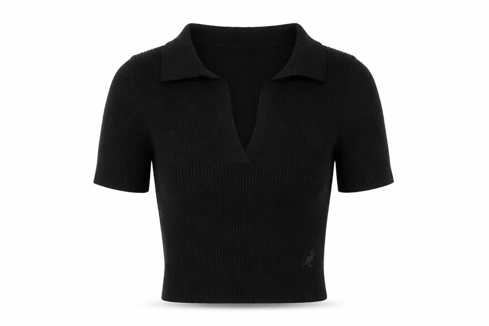 Kangol Women's Black Collared Jumper, UK 14, Casual Knit