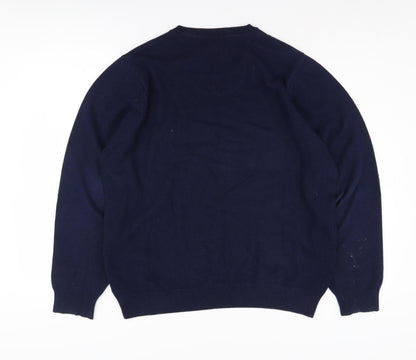 Marks & Spencer Men's Blue V-Neck Pullover Jumper L