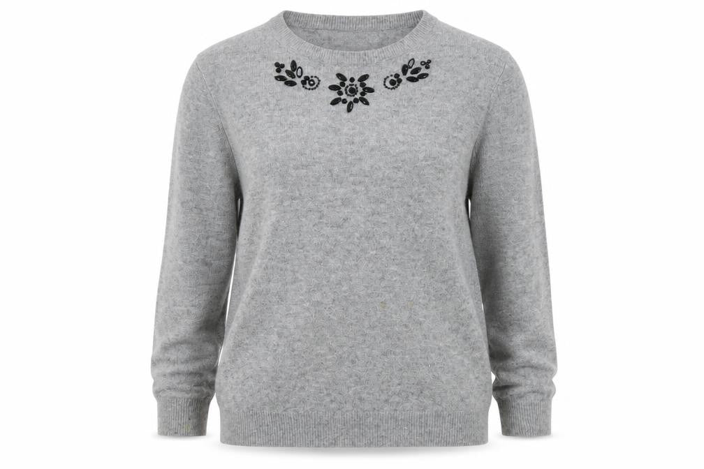Cyrillus Women's Grey Embroidered Pullover Jumper - M