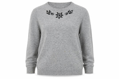 Cyrillus Women's Grey Embroidered Pullover Jumper - M