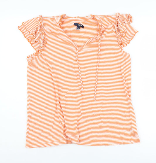 Chaps Women's Orange Striped T-Shirt, Size M