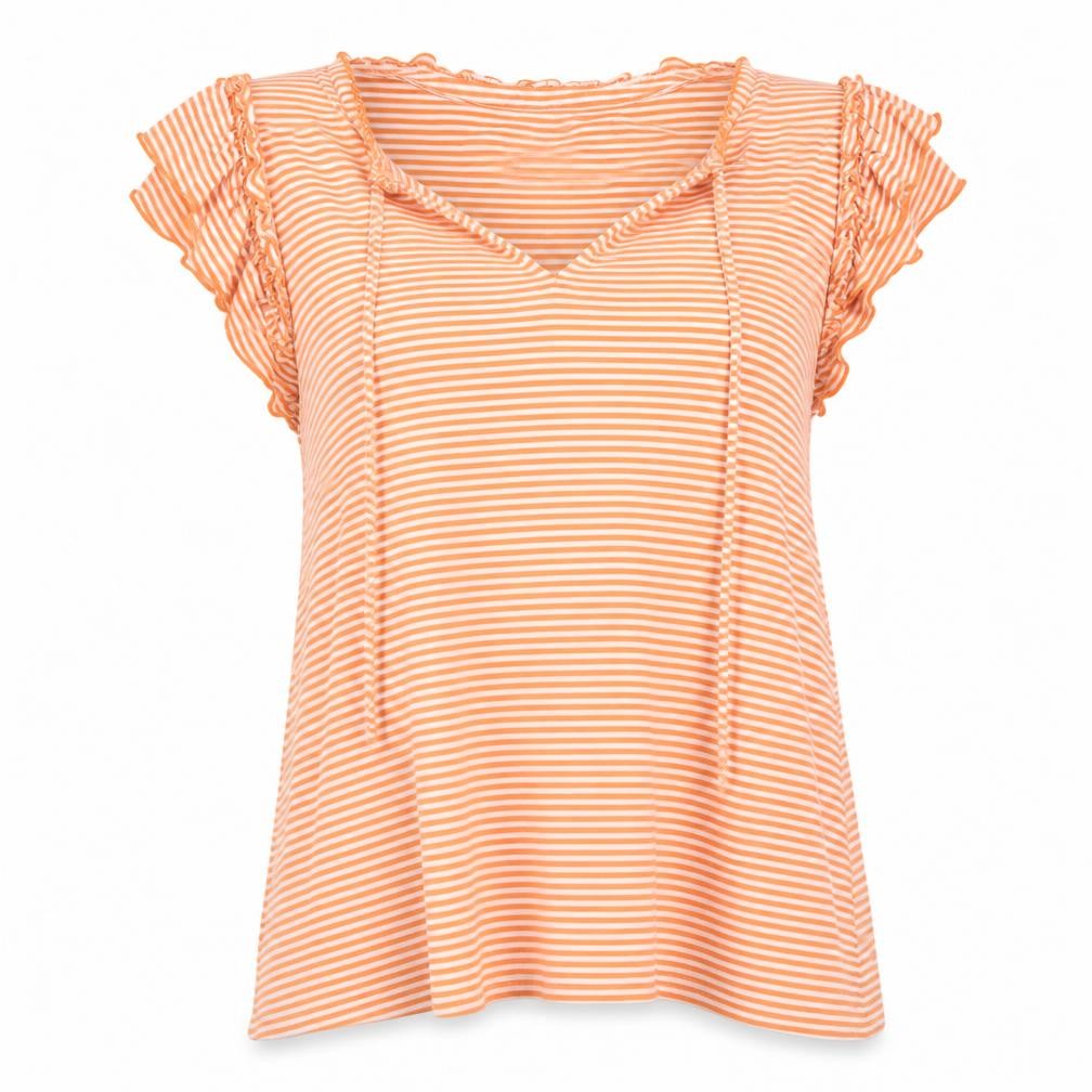 Chaps Women's Orange Striped T-Shirt, Size M