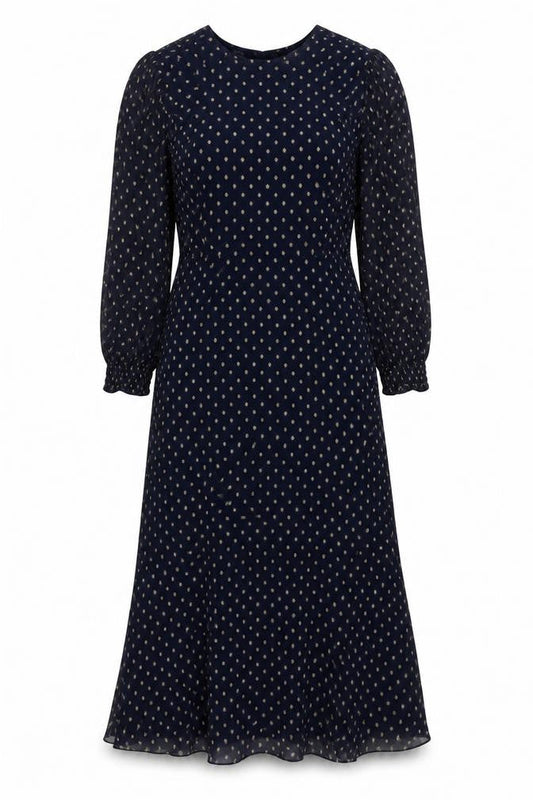 Mint Velvet Blue Polka Dot Midi Dress Size 6
