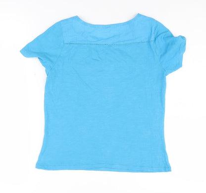 White Stuff Women's Blue V-Neck T-Shirt Size 6