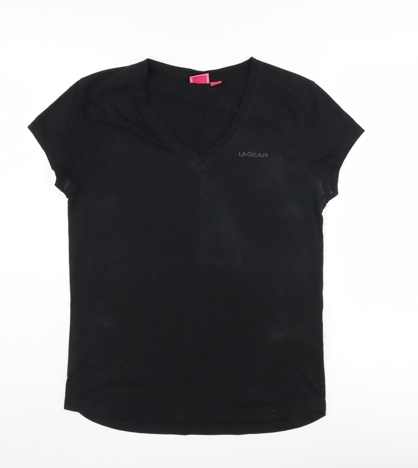 LA Gear Women's Black V-Neck T-Shirt Size 10
