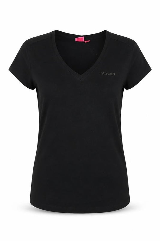 LA Gear Women's Black V-Neck T-Shirt Size 10