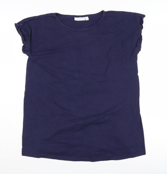JoJo Maman Bébé Women's Blue Cotton T-Shirt S