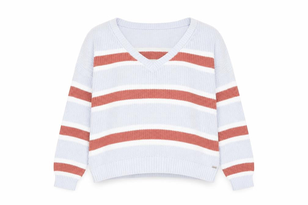 Hollister Women's Multicoloured V-Neck Pullover Jumper L