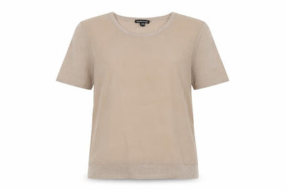 Warehouse Women's Beige Basic Crew Neck Top