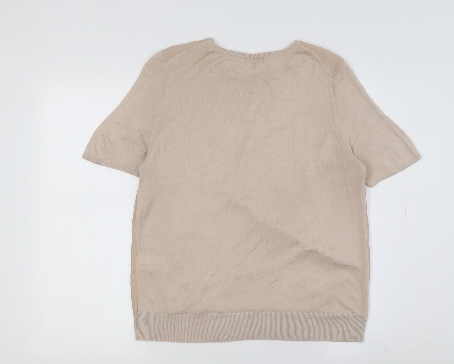 Warehouse Women's Beige Basic Crew Neck Top
