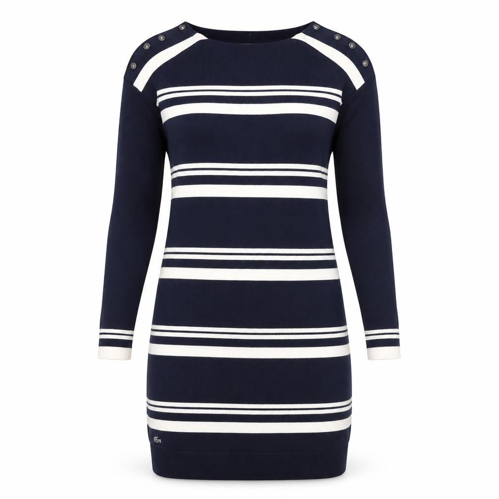 Lacoste Women's Blue Striped Wool Jumper Dress Size 8