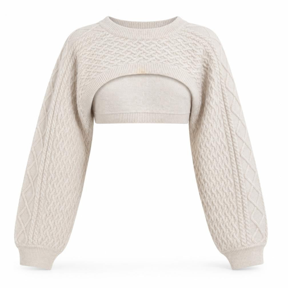 H&M Beige Cable-Knit Jumper Women M