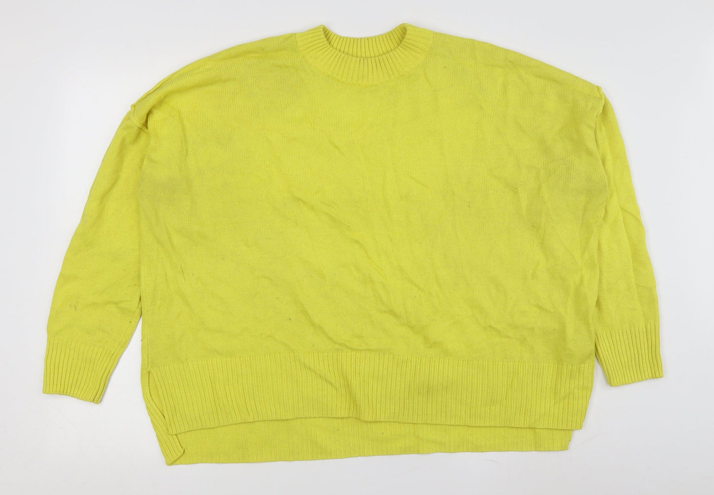 H&M Women's Yellow Cotton Pullover Jumper, M