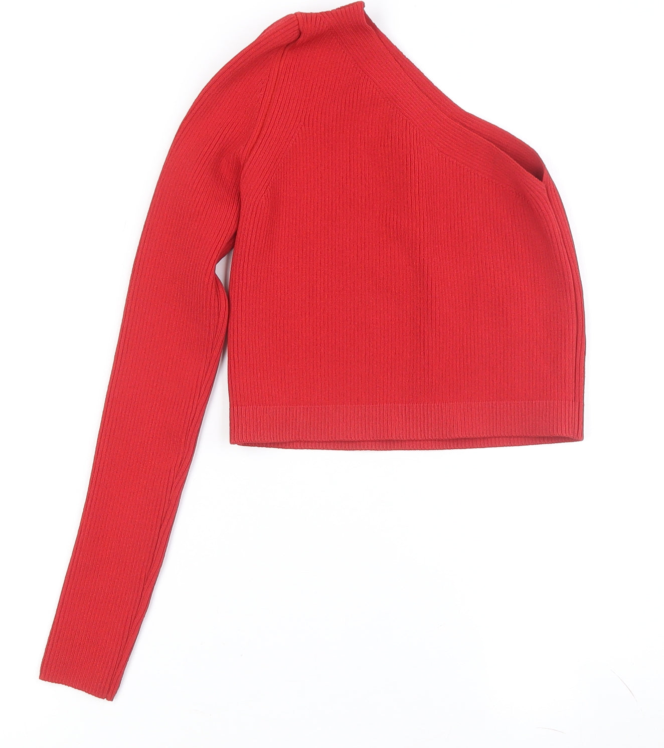 BRUSNIKA Red Pullover Jumper, Women's, M, Asymmetrical Sleeve