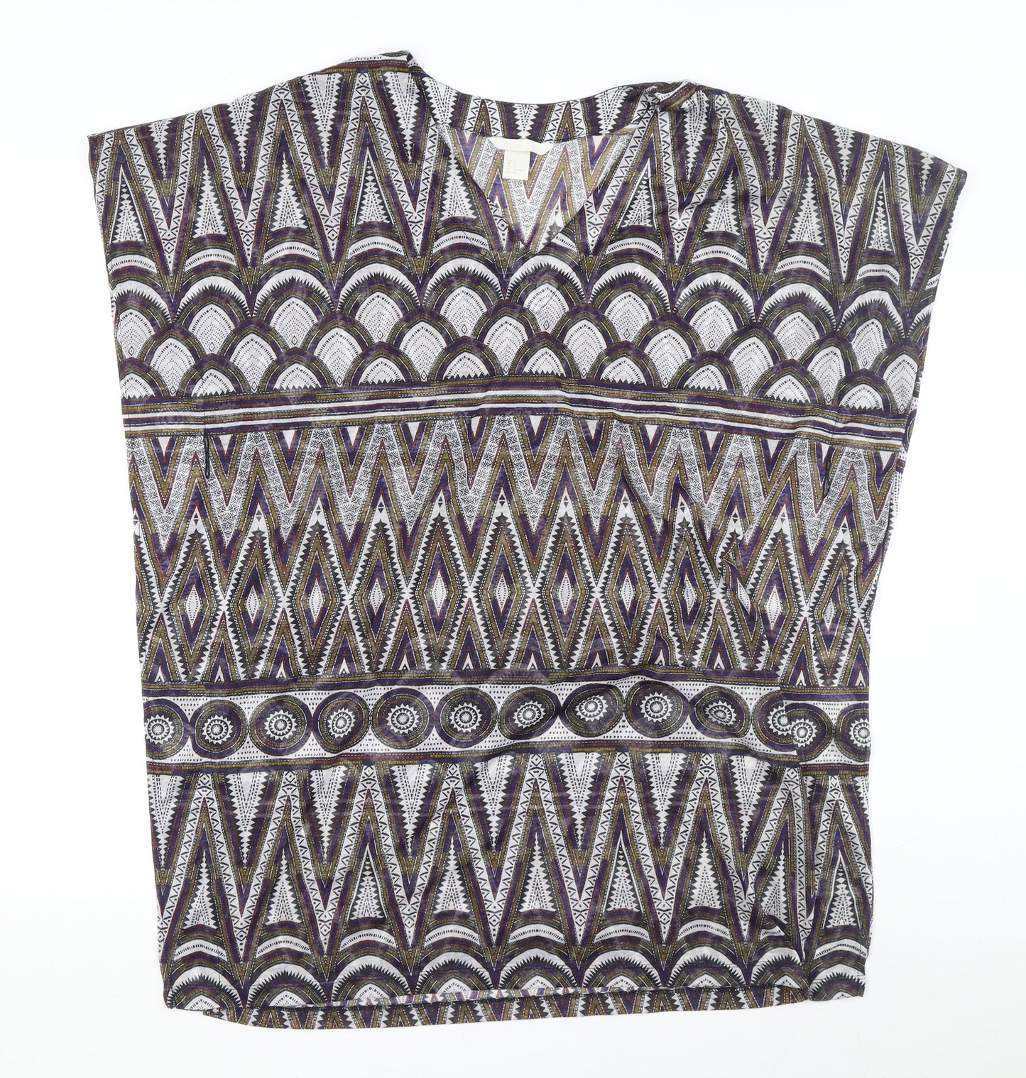 H&M Women’s Multicoloured Blouse, Size 12, Geometric Sleeveless