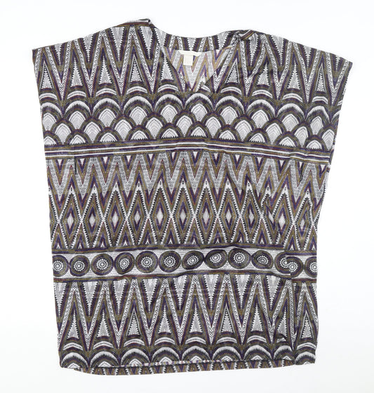 H&M Women’s Multicoloured Blouse, Size 12, Geometric Sleeveless