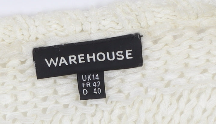 Warehouse Women's Ivory Cardigan UK 14 Chunky Knit