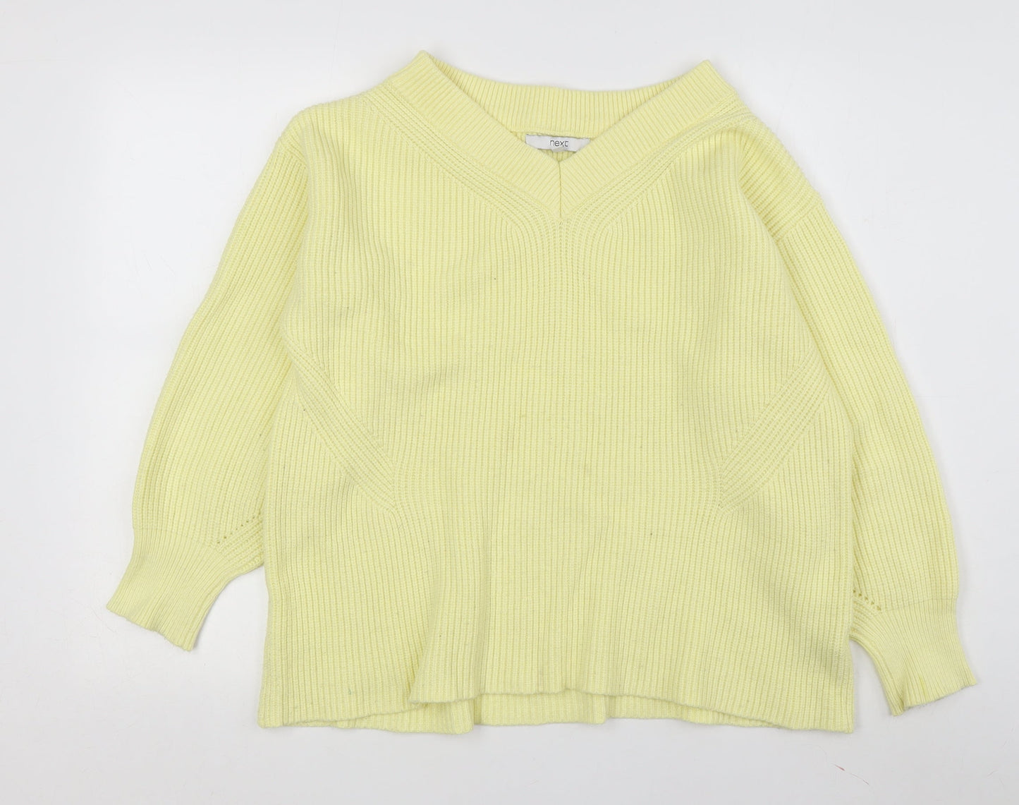Next Women's Yellow V-Neck Pullover Jumper M