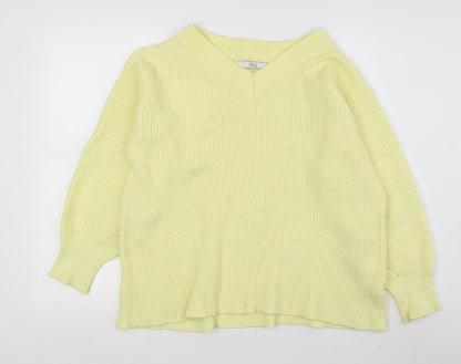 Next Women's Yellow V-Neck Pullover Jumper M