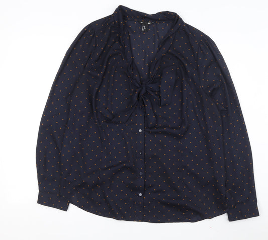 H&M Women's Plus Size Blue Polka Dot Blouse - Size 24