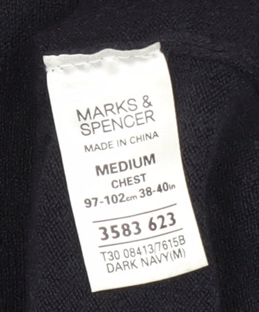 Marks & Spencer Men's M Black V-Neck Pullover Jumper