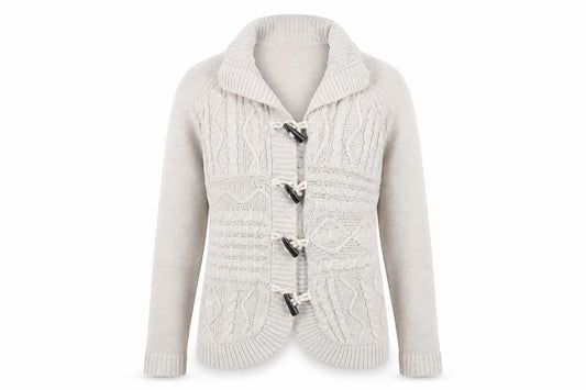 FatFace Women's Beige Cardigan, Size 12, Cable-Knit