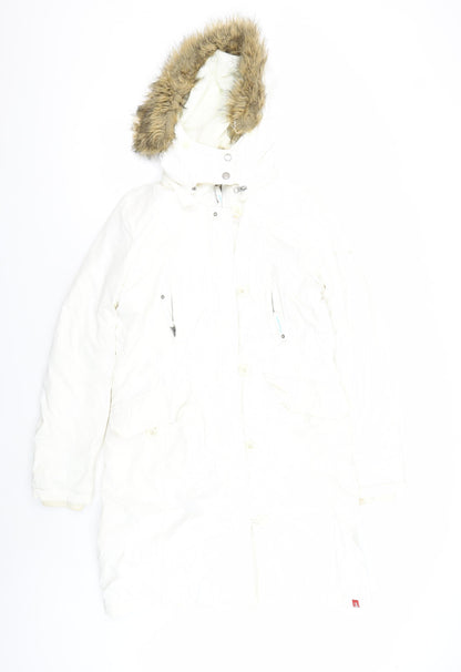 Additional front view of EDC by Esprit Women's White M Parka Coat, Winter Long Hooded