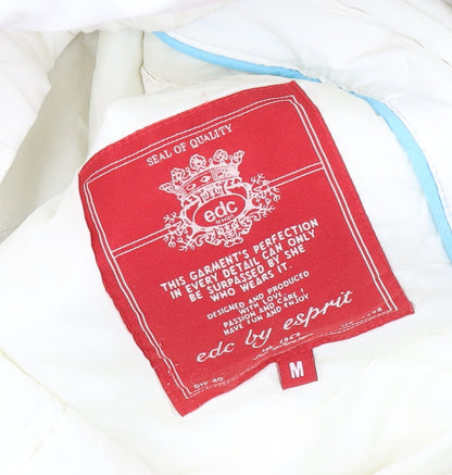 Brand and care label for EDC by Esprit Women's White M Parka Coat, Winter Long Hooded