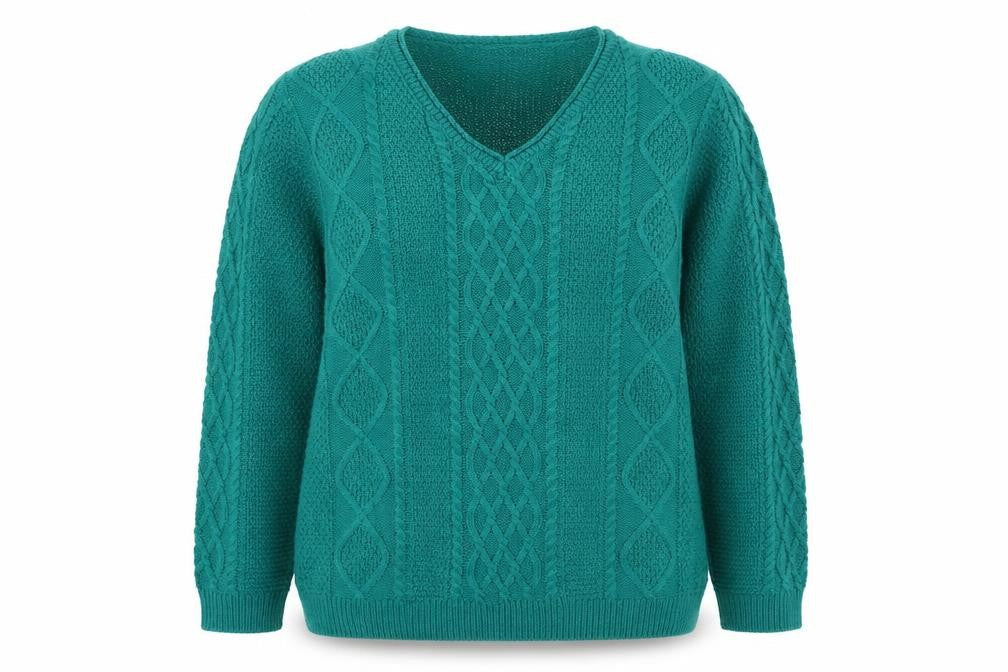 ISLE Women's Green Cable-Knit Pullover Jumper, S
