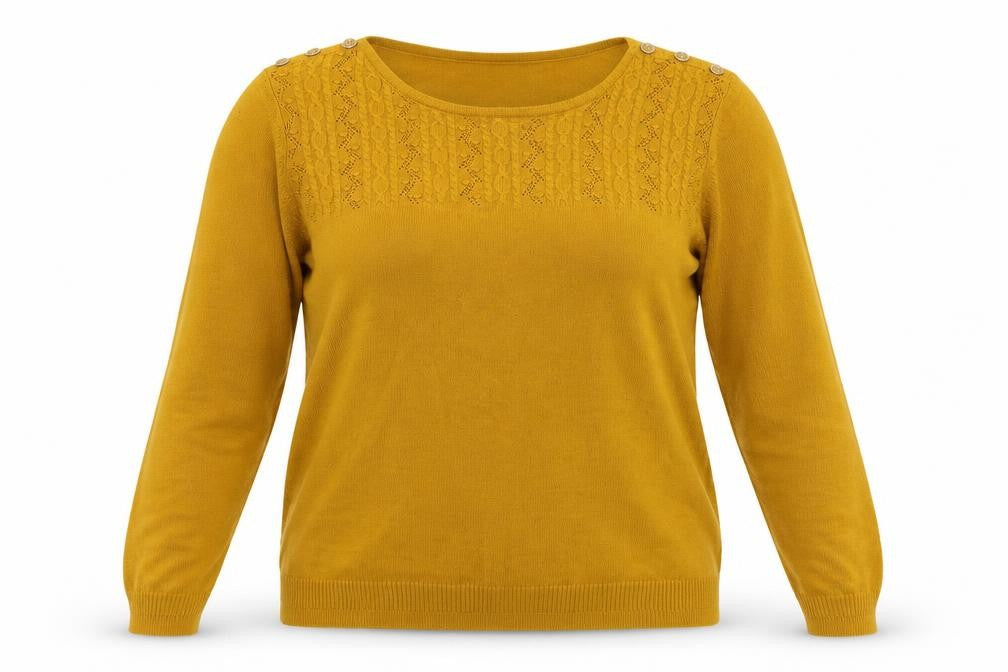 ISLE Women's Yellow Knit Pullover Jumper M Casual