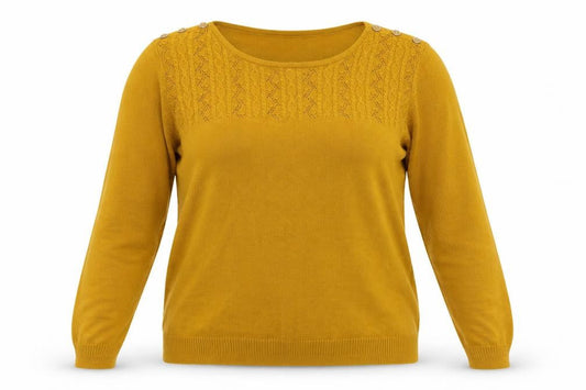 ISLE Women's Yellow Knit Pullover Jumper M Casual