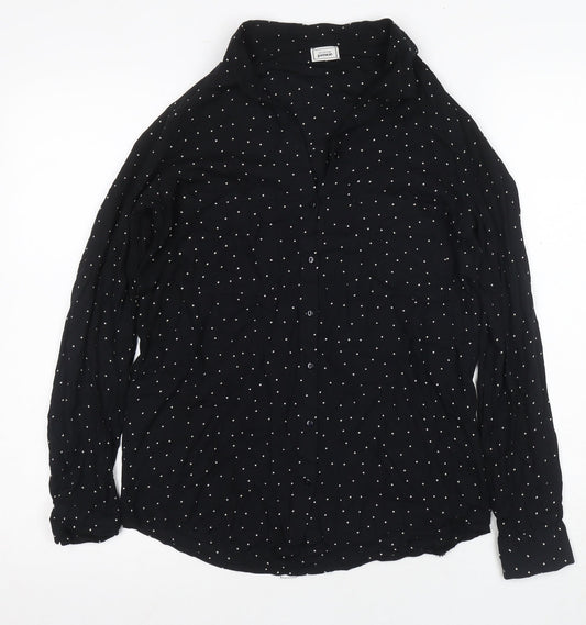 Pimkie Women's Black Polka Dot Button-Up Shirt XS