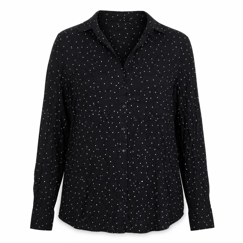 Pimkie Women's Black Polka Dot Button-Up Shirt XS