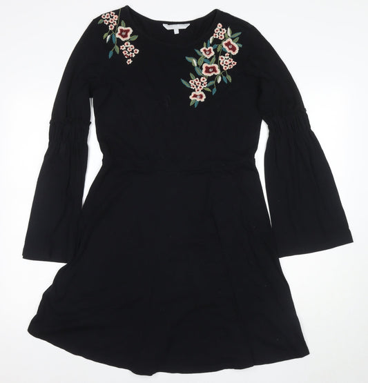 Red Herring Girls Black Floral A-Line Dress Size 12