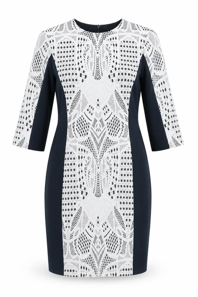 Warehouse Women's Black & White Sheath Dress UK 14