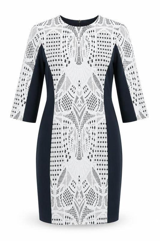 Warehouse Women's Black & White Sheath Dress UK 14